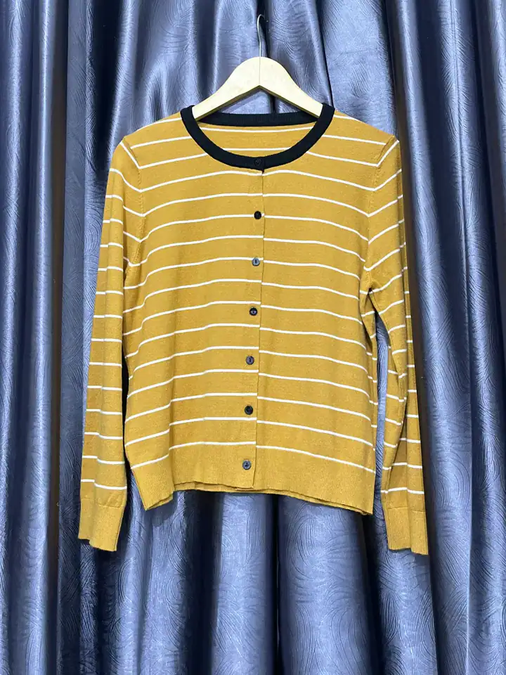 Cardigan garis kuning list hitam, cardigan